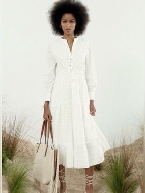 Zara Eyelet Midi Dress